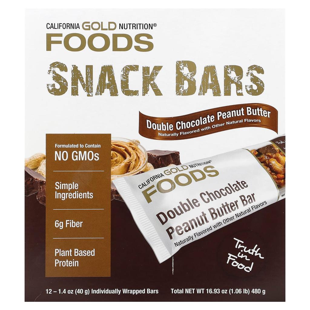 Foods, Double Chocolate Peanut Butter Bars, 12 Count, 40G (1.4Oz) Each