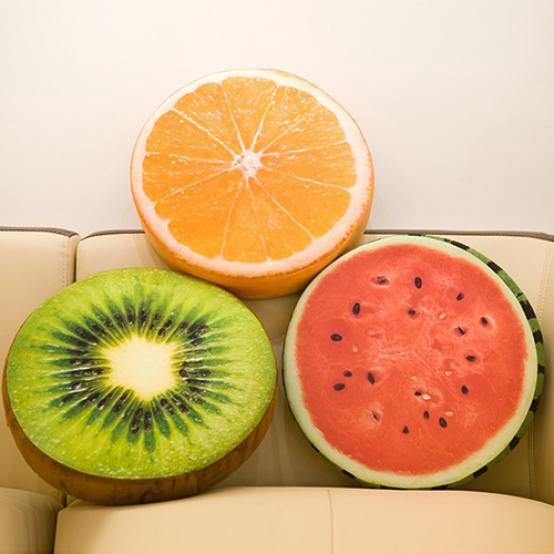 Soft Round Pillow Plush Cushion Orange Kiwi Watermelon Fruit Toys Seat Pad