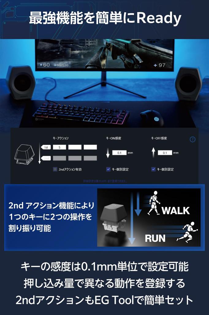 Elecom Rapid Trigger Gaming Keyboard V Custom VK600A Wired Detachable Magnetic Analog Detection Switch Equipped with Tenkeyless Size Black 65%