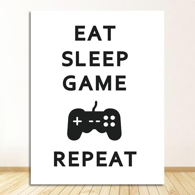 Black and White Posters, Teenage Boy Bedroom Decoration, Game Quotes, Art Canvases, Painting Pictures, Game Room Wall Decoration