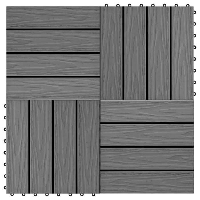 VidaXL 11x Carreau de Terrasse Relief WPC 30x30 cm 1 m² Gris Dalle de Jardin 45035