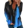 Women's Fashion Casual Long Sleeve Zip Collar T-Shirt and Top