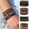 Bohemian Handmade Beaded Bracelets Men's Vintage Multi-layer Elastic Thread Wood Beads Coconut Shell Stacking Hand Accessories