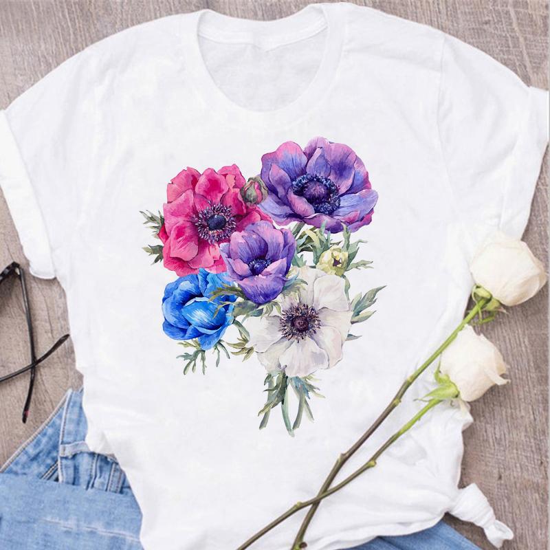 New Red Rose Print Women T Shirt Black T Shirt Harajuku Korean Style Graphic Tops Kawaii Female T-shirt Tops Women T Shirts