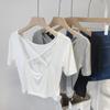 2025 Summer Korean Slim Fit Cross Back Short Sleeve Women's T-Shirt