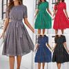 Lady Lace Up Dresses for Women Casual Short Sleeve Spring Summer New Polo Dot Printed Female Vintage Vestido