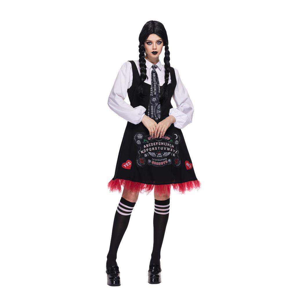 Женский костюм для спиритической доски для взрослых, жуткая доска для спиритических сеансов, школьное платье с рубашкой, галстуком и чулками