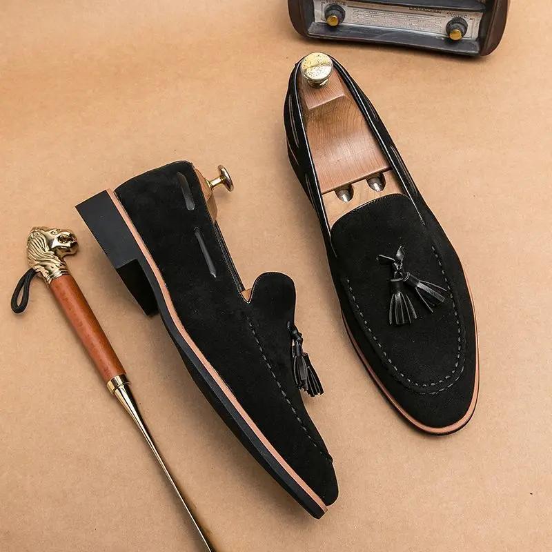 Man Casual Shoe Loafers Leather Shoes for Men Slip-on With Tassels Shipping Free Comfortable Sale New In 2024 Trend Low Price Pu