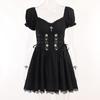 AltGoth Vintage Gothic Princess Dress Women Dark Harajuku Lace Up Cross Corset Dress Streetwear Partywear Lolita Dress Female