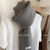 Classic Black and White Color Item Japanese Female Protagonist Versatile Striped Knitted Scarf Couple Parent and Child Fashionable Warm Scarf