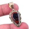 Natural Mahogany Obsidian Gemstone 925 Solid Silver Two Tone Pendant 1.50'' J2j30