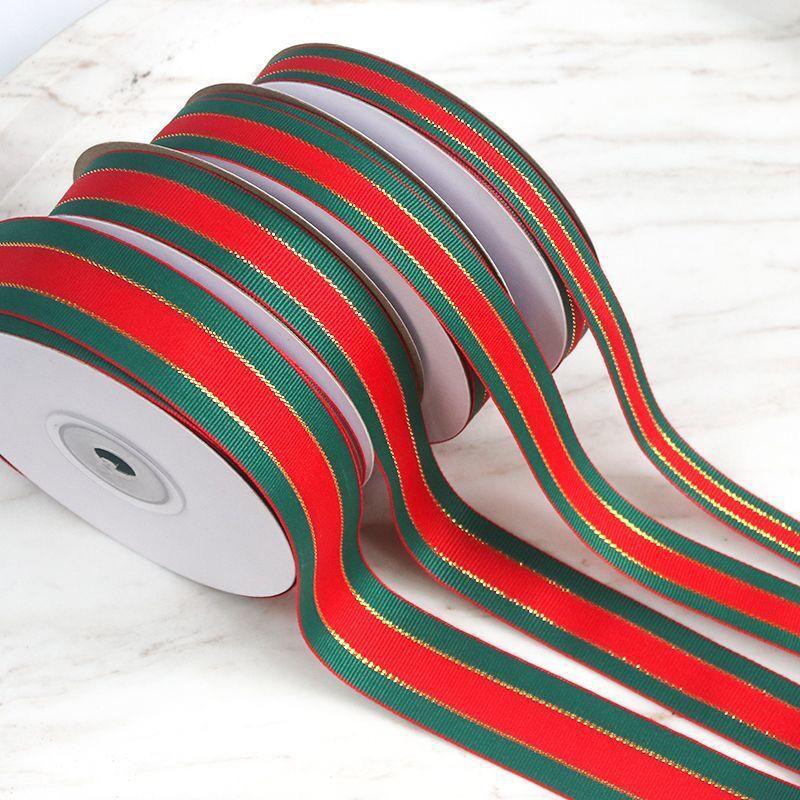 25Yards/Roll Red Green Ribbons DIY Crafts Gift Packaging Floral Decor Christmas 2.5cm Gift Box Decorative for Cake Box Bows