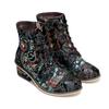Retro Printed Chinese Style Embroidered Stitching Comfortable Casual Women's Short Boots