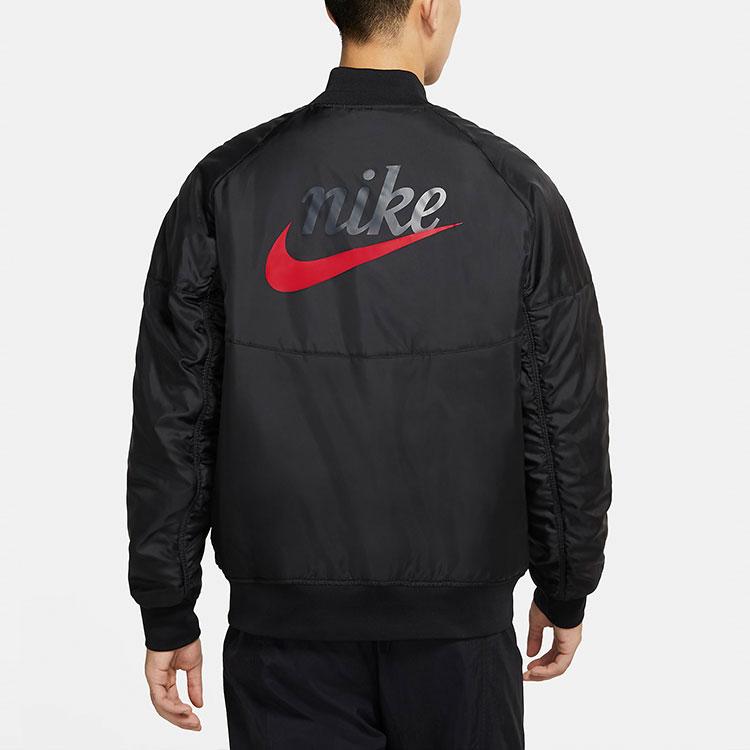 Nike Sportswear Heritage Essentials Solid Logo Print Reversible Cotton Jacket Men Jacket Black CZ9999-011