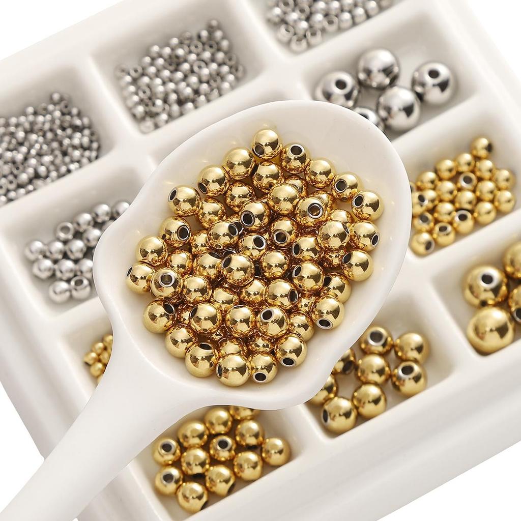 10-50pcs/bag Stainless Steel Beads DIY Bracelet Necklace Earrings Jewelry Accessories