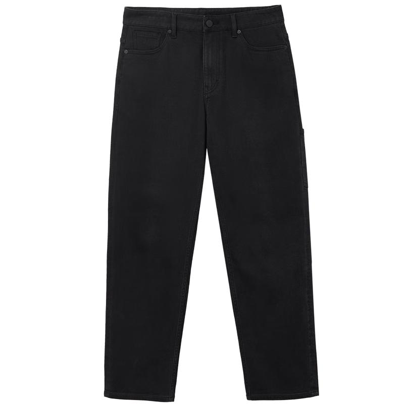 JACK&JONES Men's Solid Color Brushed Lined Wide-Leg Jeans