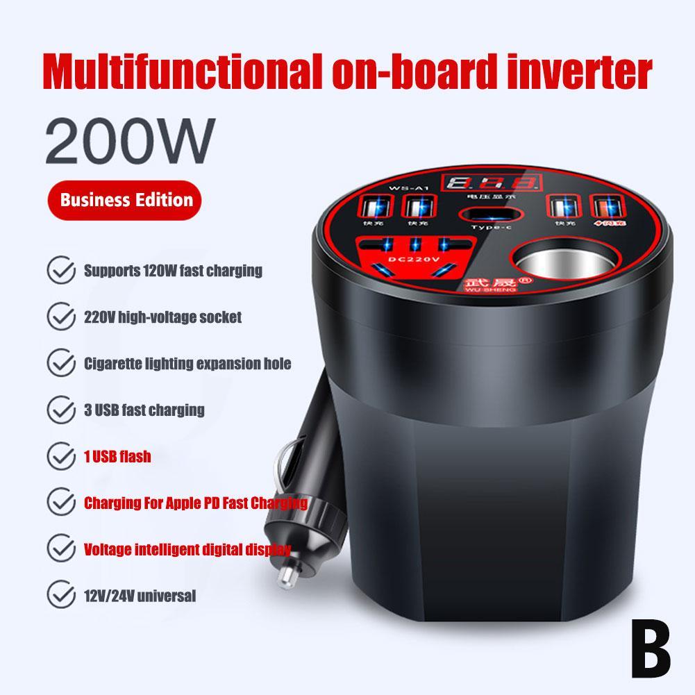 Vehicle Inverter 200W 12V-220V Automotive Power 110V Digital Voltage Transformer Car Electronics For Laptops Tablets DVD Players