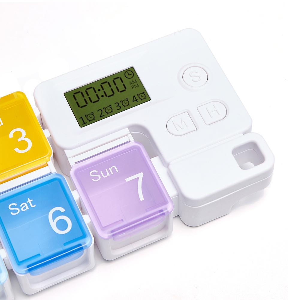7-Day Pill Organizer Box Timer Weekly Pills Drug Container Smart Medicine Storage Alarm Box Weekly Pill Drug Container