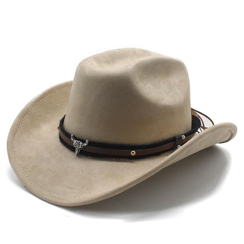 Horn Men'S And Women'S Knight Hat Felt One-Word Hat Top Hump Adjustable Western Cowboy Hat