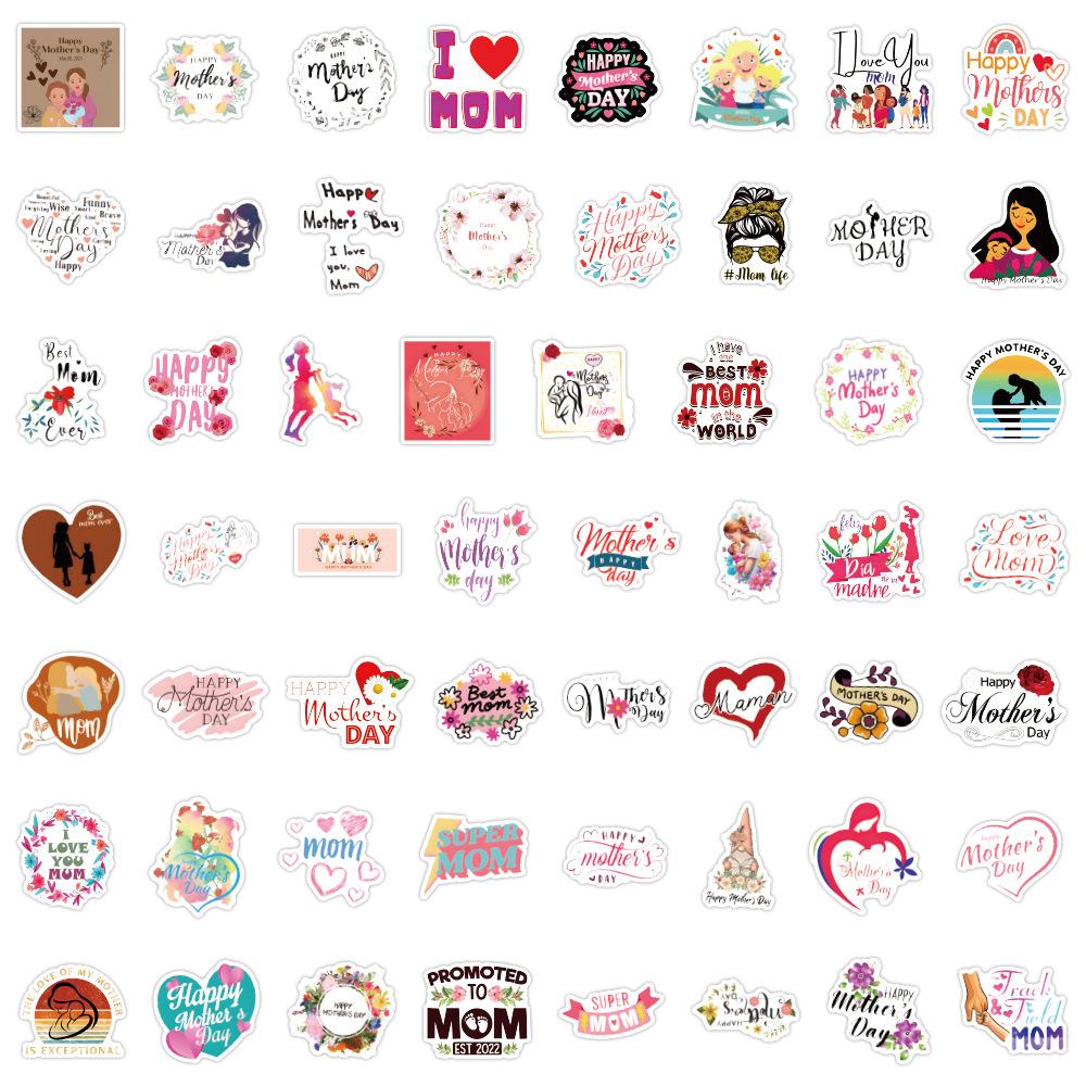 55 New Mother's Day Graffiti Stickers Decorate Notebook Suitcase Handbook Stickers