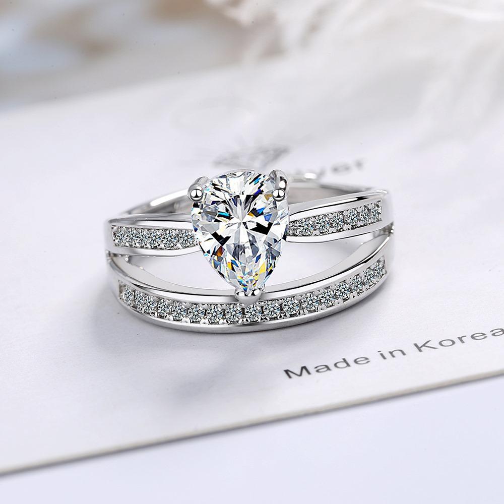 Lindon Classic Copper Zircon Ring Ladies Jewelry Wedding Promise Party Gift