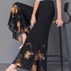 Color Chiffon Wide-leg Pants Women's Summer Chinese Style High-waist Loose Culottes Retro Elastic Waist Thin Nine-point Pants