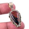 Natural Mahogany Obsidian Gemstone 925 Solid Silver Two Tone Pendant 1.50'' C5y40
