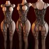 Transparent Adult Ladies Underwear Bodystockings Hollow Out Fishnet Bodysuit Exotic Crotchless Lingerie Jumpsuit Erotic Costumes