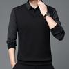 Men Fall Spring Shirt Turn-down Collar Fake Two-piece Patchwork Sweater Plus Size Striped Button Formal Business Style Men Office Top