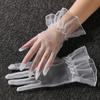 Ultra Thin Gauze Lace Gloves Short Wedding Mesh Gloves Elastic Women Tulle Gloves  Ladies