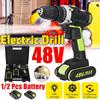 48V Electric Drill Hammer Rechargeable Cordless Drill Woodworking Power Tool with Battery