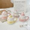 New Cute Ceramic Water Cup Birthday Gift for Girls High Value Mug with Lid  Cake Cup