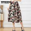 Women Summer Big Size High Waist Wide Leg Casual Culottes Loose Elastic Waist Floral Printed Thin Cropped Pants