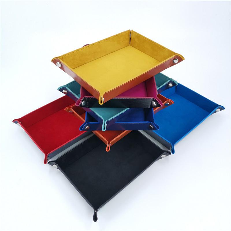 Creative Storage Tray Pu Foldable Storage Box Pu Tray Dice Tray Desktop Storage Box Rolling Folding Game Storage