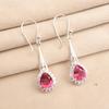Natural Pink Tourmaline Gemstone 925 Solid Silver Jewelry Zircon Earrings 1.86" CZE-7-10