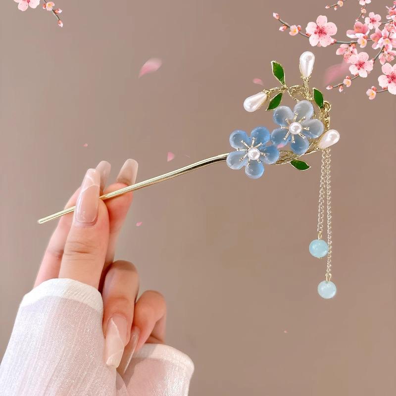 Романтичные аксессуары для волос в китайском стиле для женщин и девочек, милая универсальная заколка для волос с цветочной кисточкой, простая высококачественная палочка для волос, подарки
