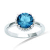 Silver Ring 'Sissi' Silver Blue (rhodium) - 9 Mm (London Blue)