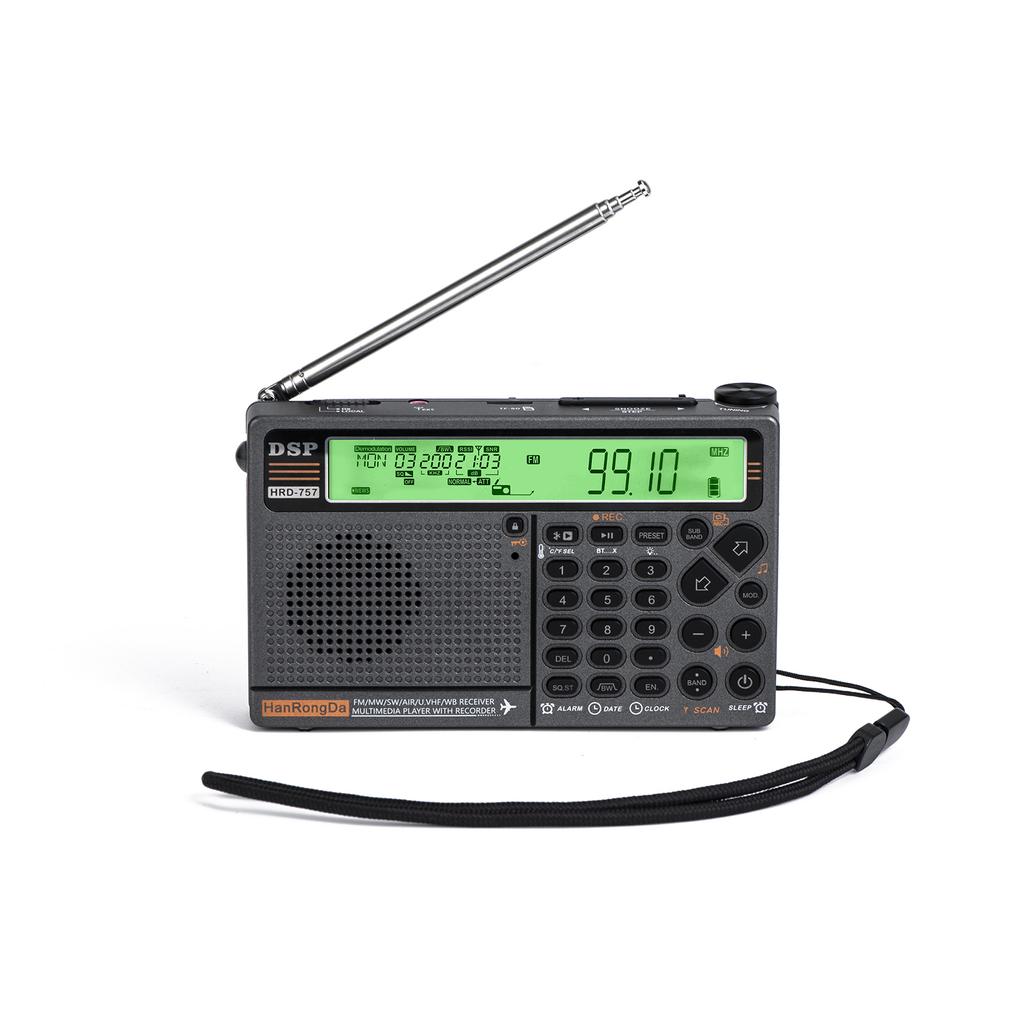 HanRongDa HRD-757 Multi-band Radio FM AM MW SW V.UHF AIR WB Portable Radio APP Control BT TF Music