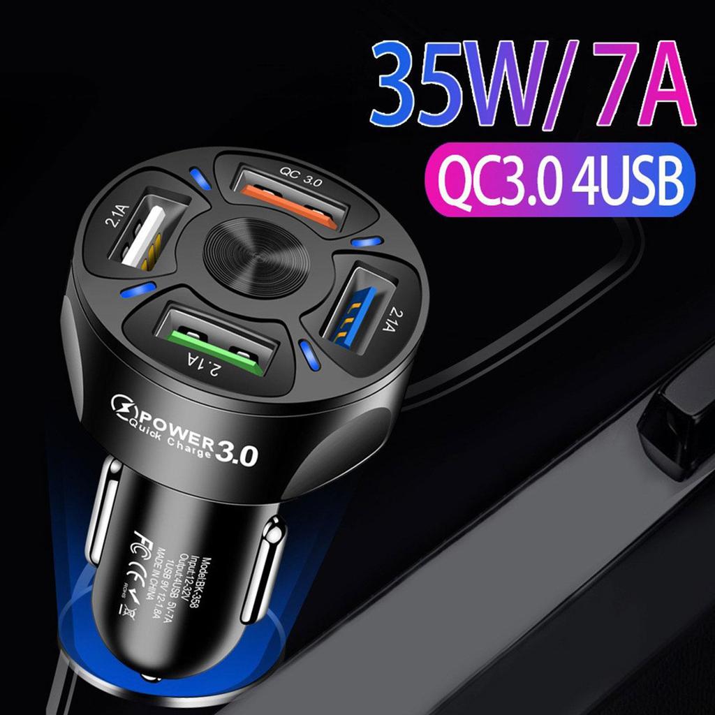 Car USB Charger PD 20W 4 Port Quick Charge 3.0 Universal Type C Fast Charging For IPhone Type C Car Charger