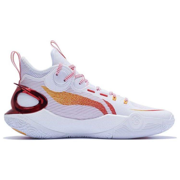 Li Ning Sonic Ultra Shock Absorbing Non-Slip Durable Mid-Top Basketball Shoes Men Sneakers White Red ABAS145-9