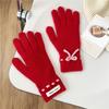 New Solid Color Gloves For Women In Winter Versatile For Students Cute Five Finger Knitted Knitted Couple Touchscreen Cute Warm Cycling