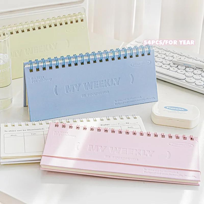 54 Sheets Weekly Planning Notebook Stationery Work Reminder Memorandum Can Stand Table Planner Stationery Daily Schedules