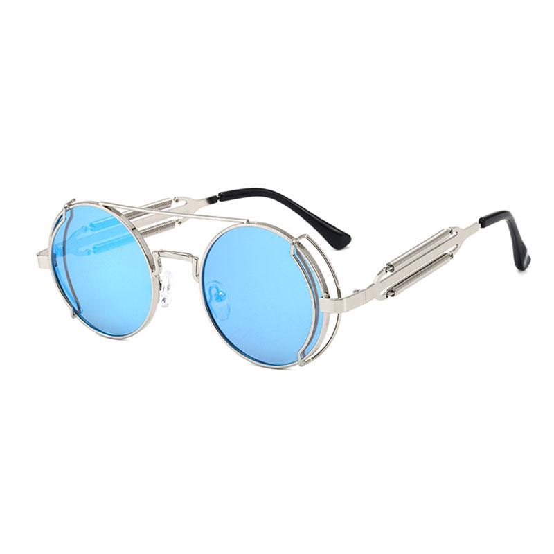 SHAUNA Retro Metal Punk Sunglasses Round Women Gothic Spring Steampunk Shades Men UV400