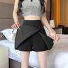 Women's Summer High-Waist A-Line Skirt Pants with Irregular Slits and Slim Design