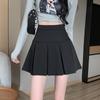 Women's Summer 2023 Gray High-Waist Pleated A-Line Skirt - College Style