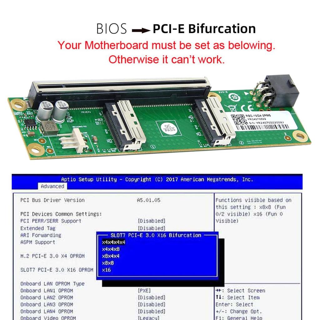 Xiwai Dual MCIO 8i Mini Cool Edge IO To 16x VROC Adapter for Motherboard SSD Graphics Card SFF-TA-1016 PCI-Express PCIE5.0