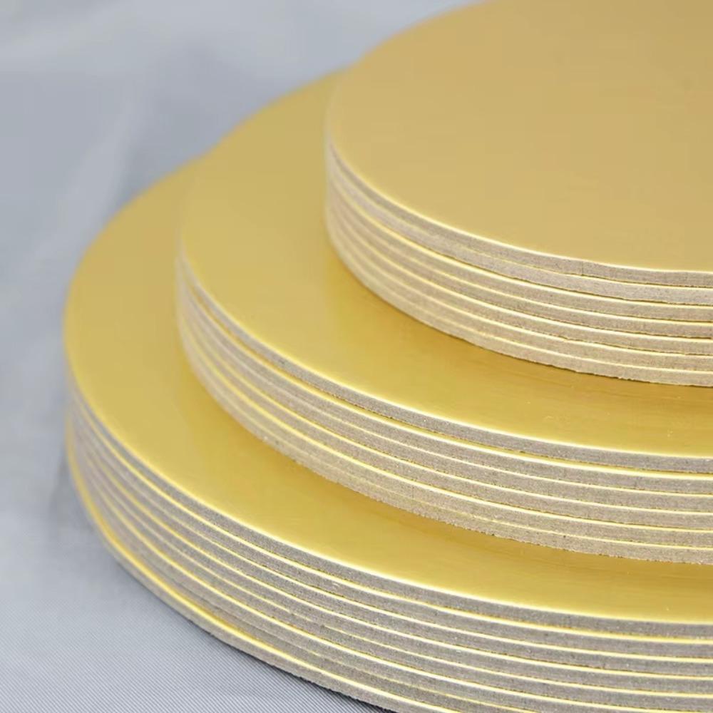 10pcs Golden Cake Cardboard Cardboard Cupcake Base Durable Round Cake Board Baking Cakes