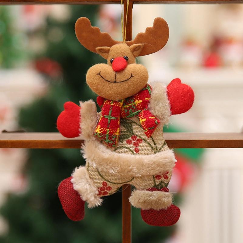 Elk Bear Santa Snowman Christmas Dolls Christmas Tree Hanging Doll Ornaments Navidad 2024 New Year Merry Christmas Decoration