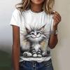 Women's T Shirt Cat Print Casual Short Sleeve 3d T-Shirts Fashion Streetwear Crew Neck Pullover Summer Female Oversized Clothing