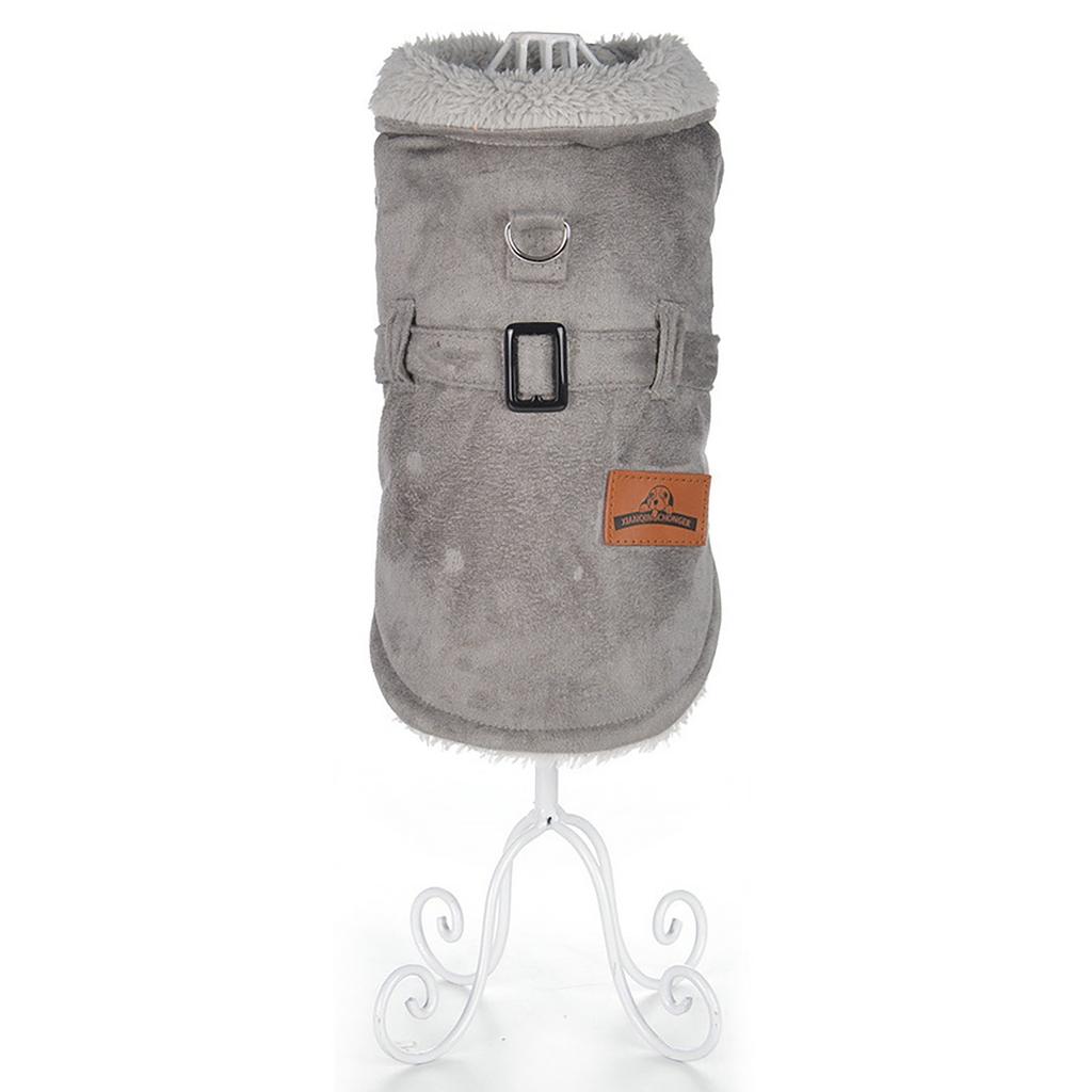 Padded Thickening Imitation Deer Leather Jacket Dog Costumes Pet Clothes